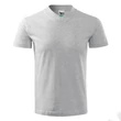 Kép 2/5 - V-neck Pólók unisex, világosszürke melírozott