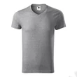 Kép 2/4 - Slim Fit V-neck Pólók férfi, sötétszürke melírozott