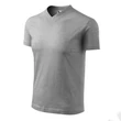 Kép 1/4 - V-neck Pólók unisex, sötétszürke melírozott
