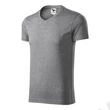 Kép 1/4 - Slim Fit V-neck Pólók férfi, sötétszürke melírozott