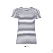 Kép 1/4 - SO01399 MILES WOMEN ROUND NECK STRIPED T-SHIRT, White/Navy