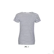 Kép 3/4 - SO01399 MILES WOMEN ROUND NECK STRIPED T-SHIRT, White/Navy