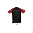 Kép 3/4 - SO11190 FUNKY MEN'S 2-COLOUR RAGLAN SLEEVES T-SHIRT, Black/Red