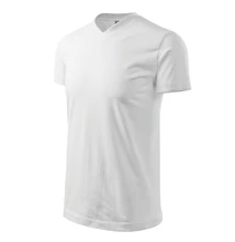 Heavy V-neck Pólók unisex, fehér