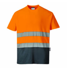 Kéttónusú Cotton Comfort póló, narancs/sötétkék