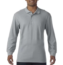 GI85900 PREMIUM COTTON® ADULT LONG SLEEVE DOUBLE PIQUÉ POLO, RS Sport Grey