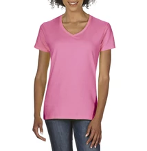 GIL4100V PREMIUM COTTON® LADIES' V-NECK T-SHIRT, Azalea