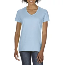 GIL4100V PREMIUM COTTON® LADIES' V-NECK T-SHIRT, Light Blue
