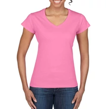GIL64V00 SOFTSTYLE® LADIES' V-NECK T-SHIRT, Azalea