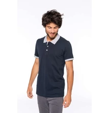 KA258 MEN'S TWO-TONE PIQUÉ POLO SHIRT, Black/Oxford Grey