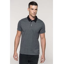 KA260 MEN'S TWO-TONE JERSEY POLO SHIRT, Black/Dark Grey Heather