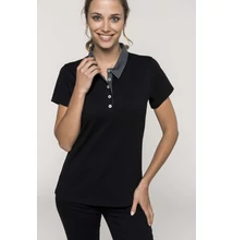 KA261 LADIES' TWO-TONE JERSEY POLO SHIRT, Black/Dark Grey Heather