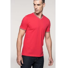 KA374 MEN'S PIQUÉ KNIT V-NECK T-SHIRT, Navy/Light Grey/White