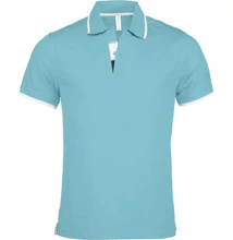 KA245 MEN’S SHORT SLEEVE POLO SHIRT, Light Turquoise/White/Navy