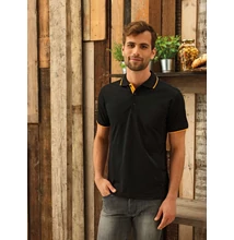 PR618 MEN’ S CONTRAST COOLCHECKER POLO, Black/Turquoise