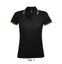SO00578 PASADENA WOMEN POLO SHIRT, Black/Lime