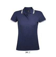 SO00578 PASADENA WOMEN POLO SHIRT, French Navy/Neon Orange