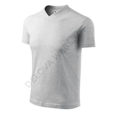 V-neck Pólók unisex, világosszürke melírozott