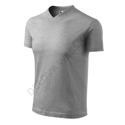 V-neck Pólók unisex, sötétszürke melírozott