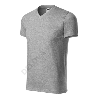Heavy V-neck Pólók unisex, sötétszürke melírozott