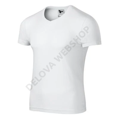 Slim Fit V-neck Pólók férfi, fehér