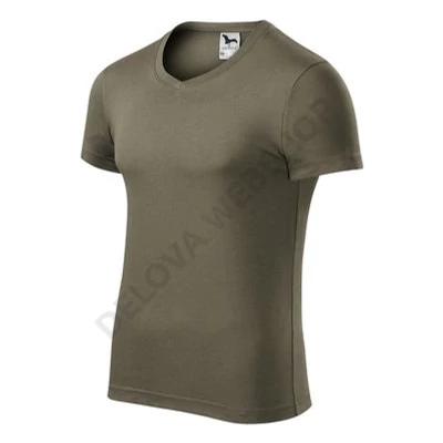 Slim Fit V-neck Pólók férfi, army