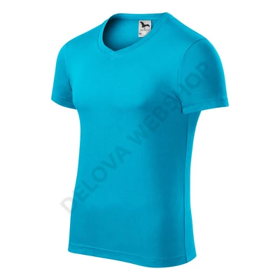 Slim Fit V-neck Pólók férfi, türkiz