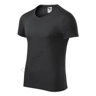 Slim Fit V-neck Pólók férfi, ebony gray