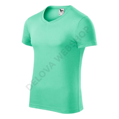 Slim Fit V-neck Pólók férfi, menta