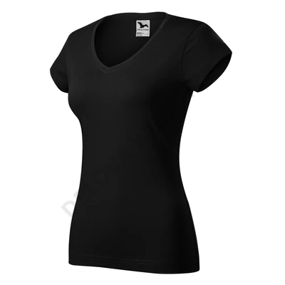 Fit V-neck Pólók női, fekete