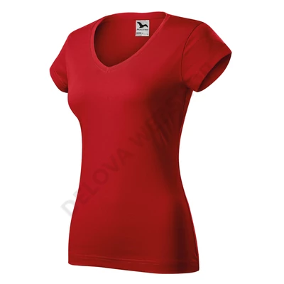 Fit V-neck Pólók női, piros