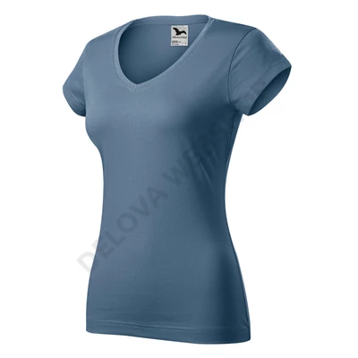 Fit V-neck Pólók női, denim