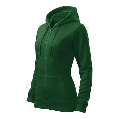 Trendy Zipper Felső női, üvegzöld