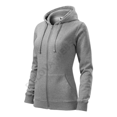 Trendy Zipper Felső női, sötétszürke melírozott