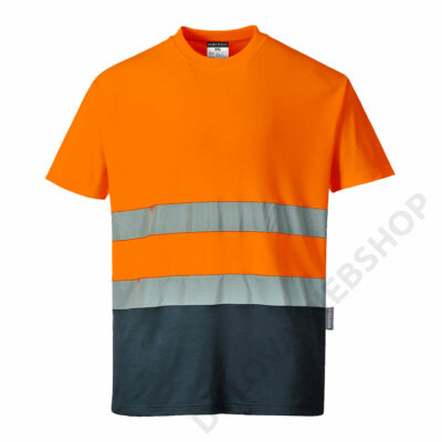 Kéttónusú Cotton Comfort póló, narancs/sötétkék