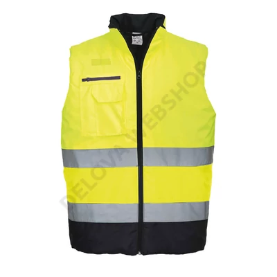 Hi-Vis kéttónusú mellény, sárga/sötétkék