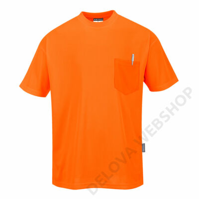 Day-Vis rövid ujjú zsebes póló, narancs