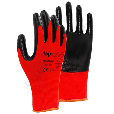 TOP MECH NITRIL RED Mechanikai védőkesztyű, piros/fekete