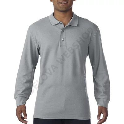 GI85900 PREMIUM COTTON® ADULT LONG SLEEVE DOUBLE PIQUÉ POLO, RS Sport Grey