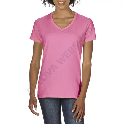GIL4100V PREMIUM COTTON® LADIES' V-NECK T-SHIRT, Azalea