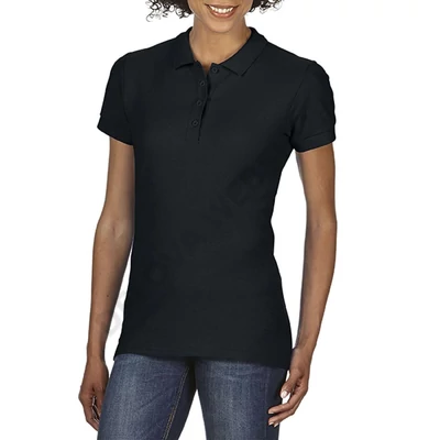 GIL64800 SOFTSTYLE® LADIES' DOUBLE PIQUÉ POLO, Black