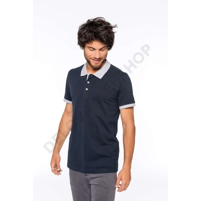 KA258 MEN'S TWO-TONE PIQUÉ POLO SHIRT, Black/Oxford Grey
