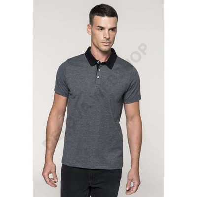KA260 MEN'S TWO-TONE JERSEY POLO SHIRT, Black/Dark Grey Heather