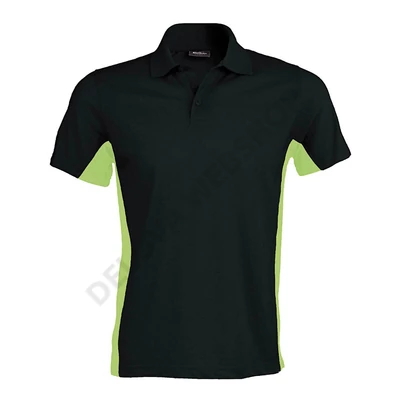 KA232 FLAG - SHORT SLEEVE BI-COLOUR POLO SHIRT, Black/Lime