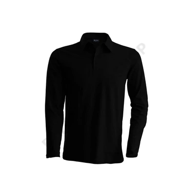 KA243 MEN'S LONG SLEEVE PIQUE POLO SHIRT, Black