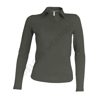 KA244 LADIES' LONG SLEEVE PIQUE POLO SHIRT, Dark Khaki