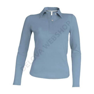 KA244 LADIES' LONG SLEEVE PIQUE POLO SHIRT, Sky Blue