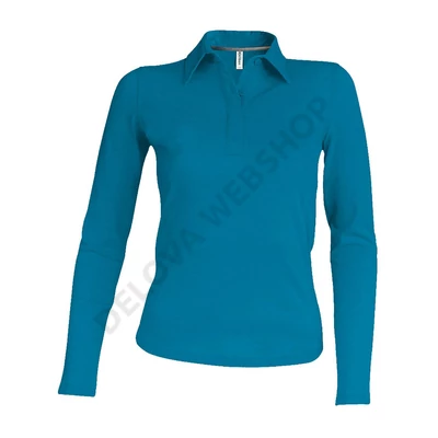KA244 LADIES' LONG SLEEVE PIQUE POLO SHIRT, Tropical Blue