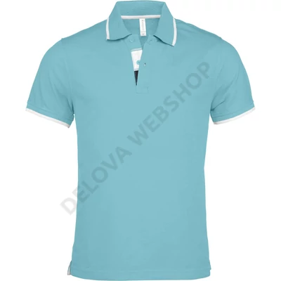 KA245 MEN’S SHORT SLEEVE POLO SHIRT, Light Turquoise/White/Navy