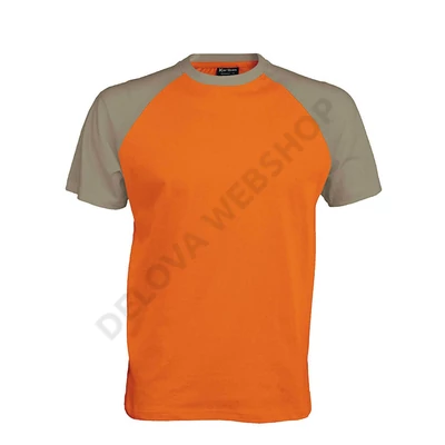 KA330 BASE BALL - CONTRAST T-SHIRT, Orange/Light Grey